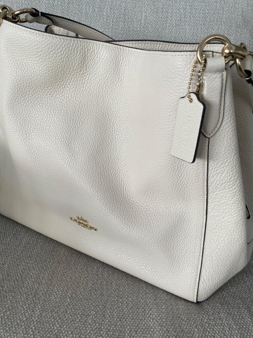 Coach Ivory Leather Hallie Shoulder Bag Gold Hardware Dual Straps - Picture 2 of 9
